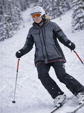 Liquid Womens Ski Snowboard Jacket Hooded Full Zip Gray Black Insulated Outdoor